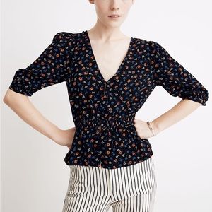 Madewell small Smocked-Waist Top in Prairie Posies